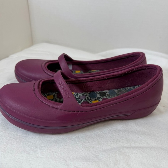 Crocs Women's Sz 8 W Mary Jane Flats Purple Flats Shoes Casual - Picture 4 of 7
